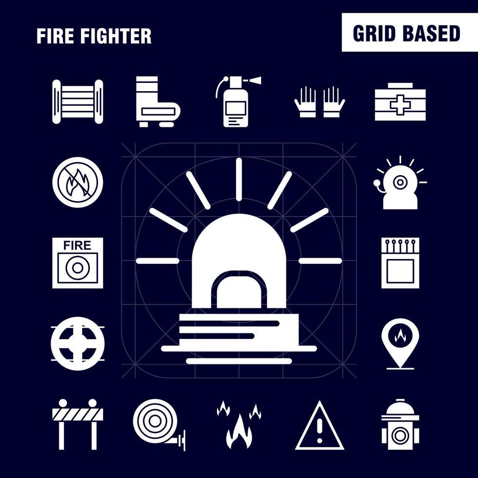 icono de glifo sólido de bombero para impresión web y kit de uxui móvil como el vector de paquete de pictogramas de fuego de bombero de barrera de bombero de fuego de bombero