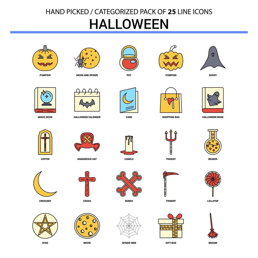 conjunto de iconos de línea plana de halloween diseño de iconos de concepto de negocio vector