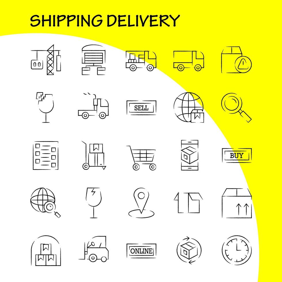 Shipping Delivery Hand Drawn Icon Pack For Designers And Developers Icons Of Globe Location Search Delivery Online Shipping Shopping Transport Vector