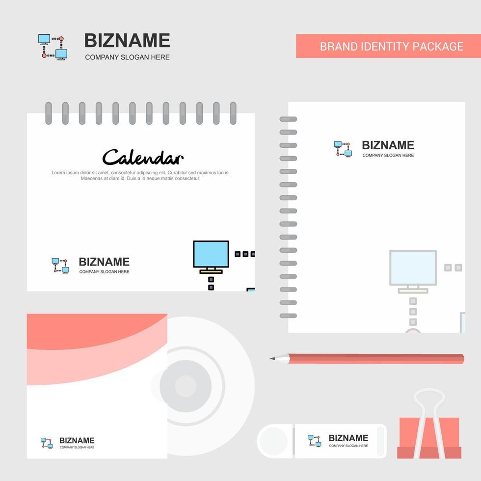 Computer networks Logo Calendar Template CD Cover Diary and USB Brand Stationary Package Design Vector Template