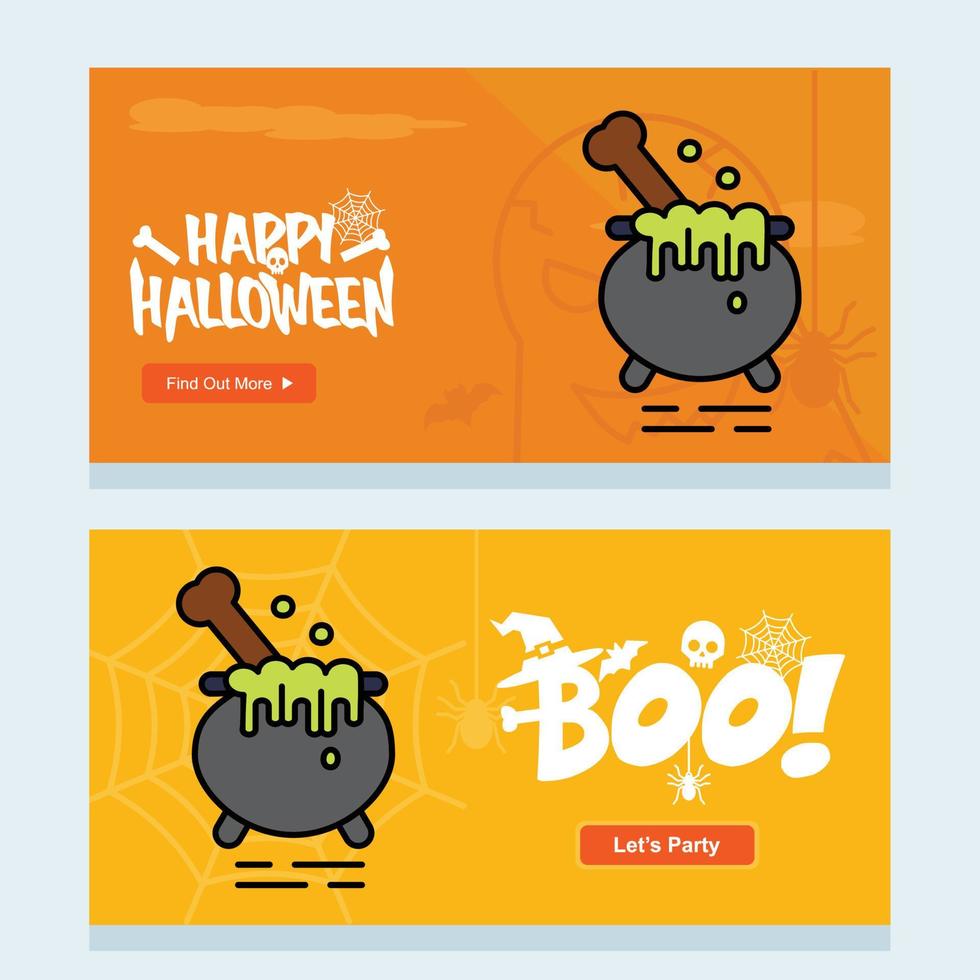 diseño de invitación de halloween feliz con vector de olla
