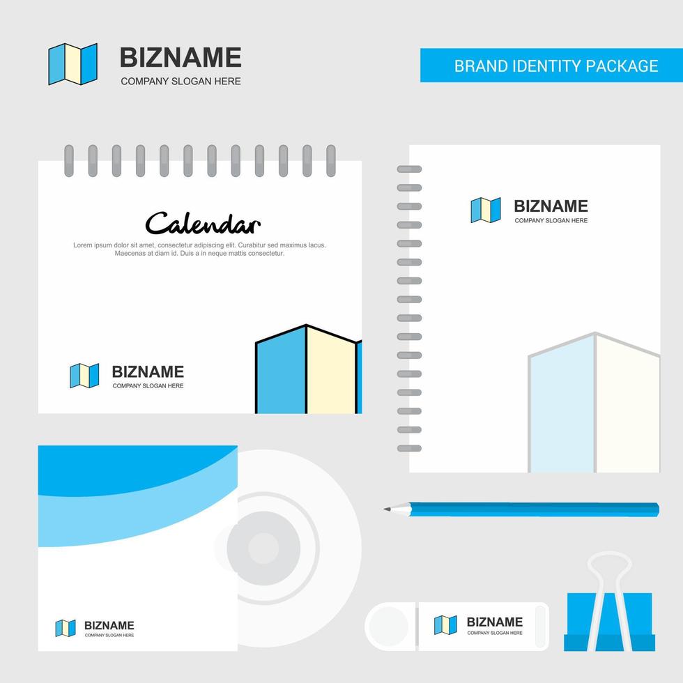 Map Logo Calendar Template CD Cover Diary and USB Brand Stationary Package Design Vector Template