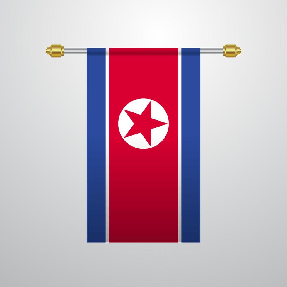 bandera colgante de corea del norte vector