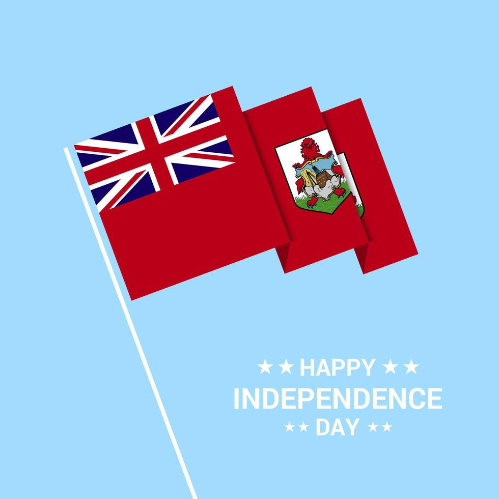 diseño tipográfico del día de la independencia de bermuda con vector de bandera