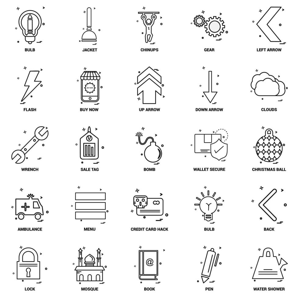 25 Business Concept Mix Line Icon set vector