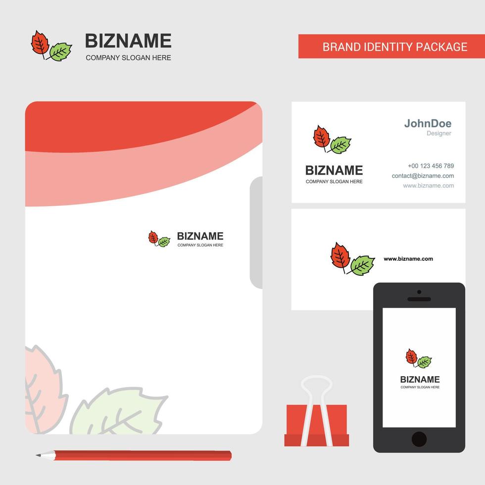 Leafs Business Logo File Cover Visiting Card and Mobile App Design Vector Illustration