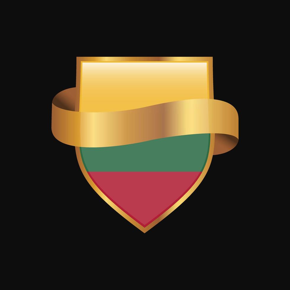 Lithuania flag Golden badge design vector