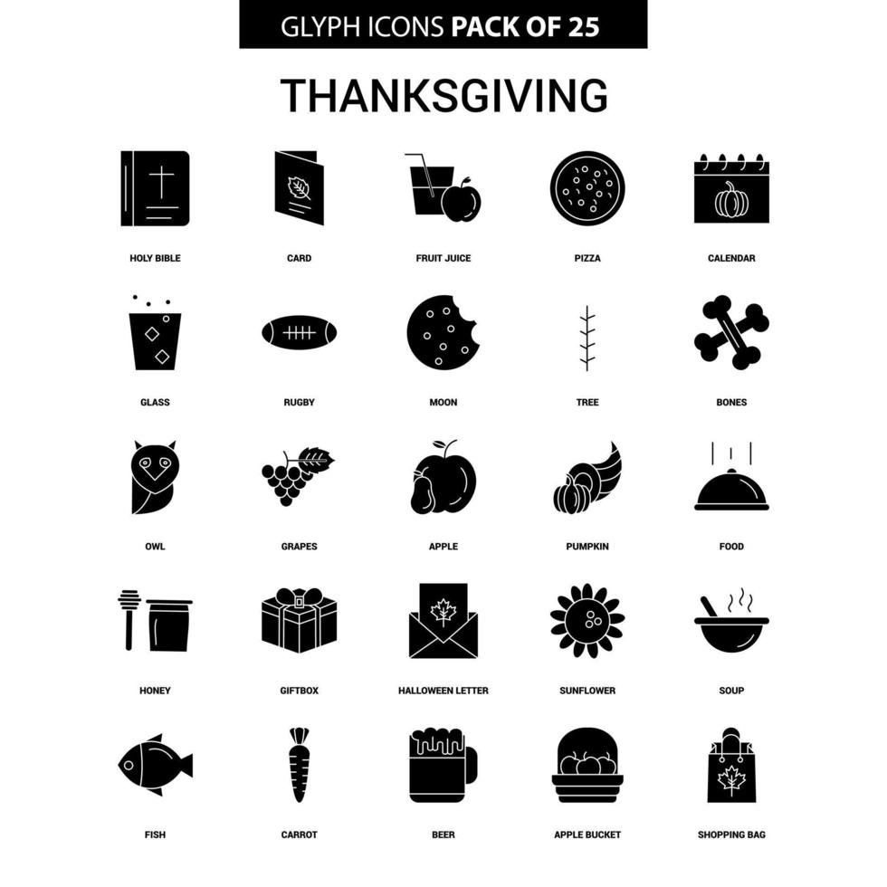 Thanksgiving Glyph Vector Icon set