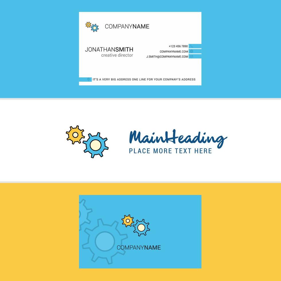 Beautiful Gear Logo and business card vertical Design Vector