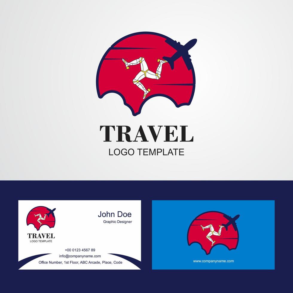 Travel Isle of Man Flag Logo and Visiting Card Design vector
