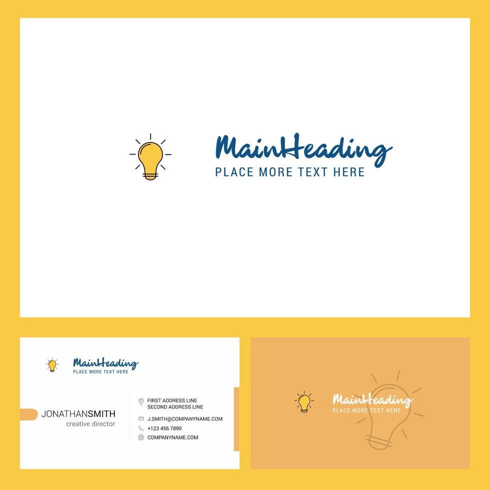 Bulb Logo design with Tagline Front and Back Busienss Card Template Vector Creative Design