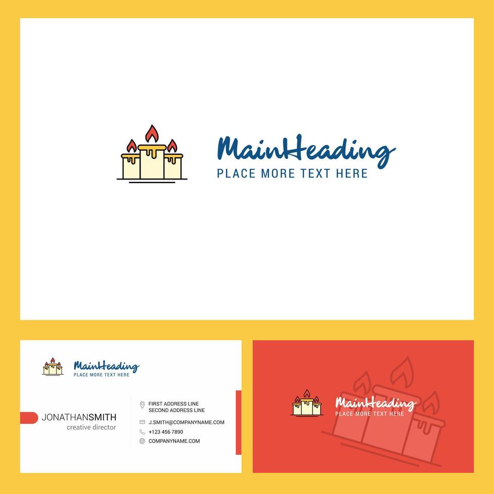 Candle Logo design with Tagline Front and Back Busienss Card Template Vector Creative Design
