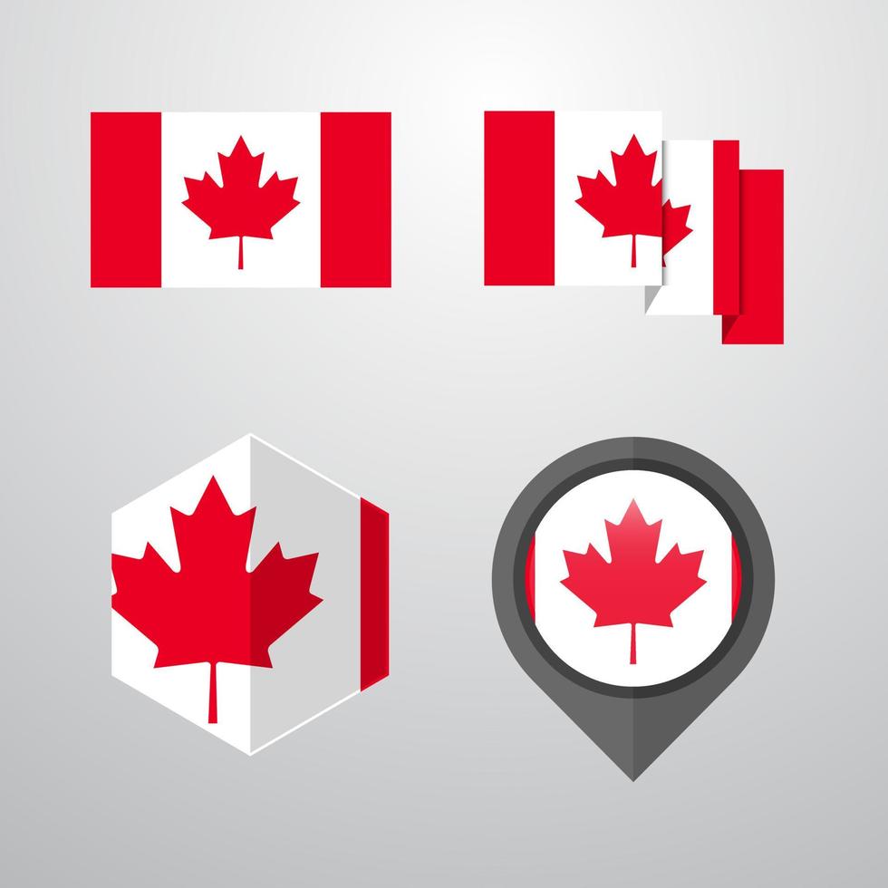 Canada flag design set vector