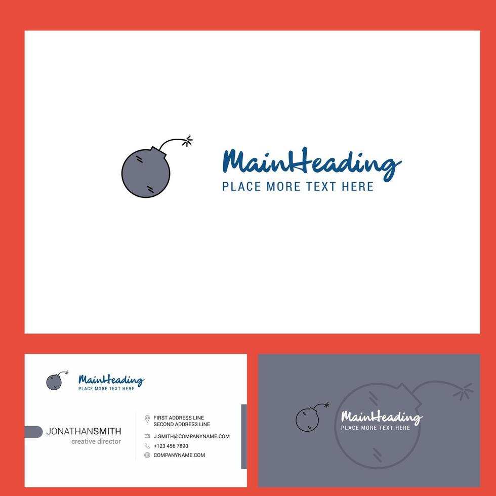 Bomb Logo design with Tagline Front and Back Busienss Card Template Vector Creative Design