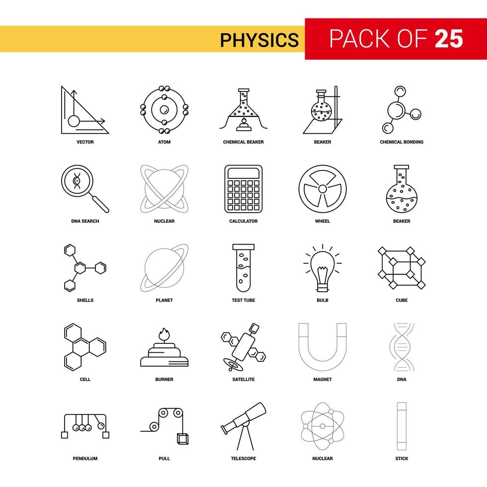 Physics Black Line Icon 25 Business Outline Icon Set vector