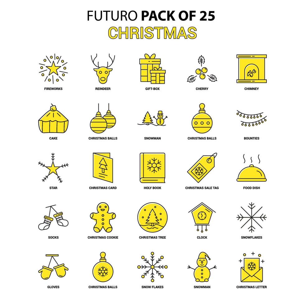 conjunto de iconos de navidad amarillo futuro paquete de iconos de último diseño vector