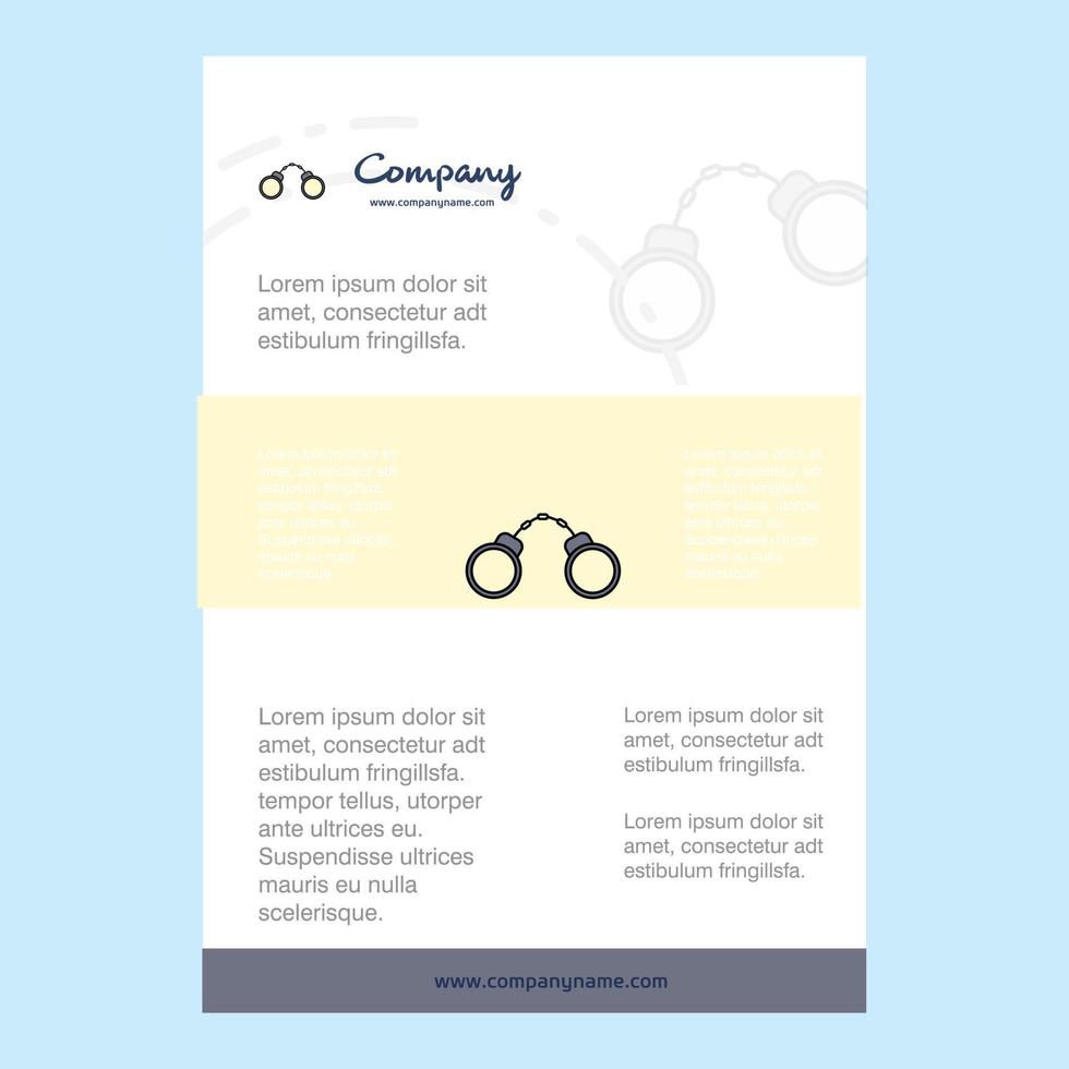 Template layout for Hand cuffs comany profile annual report presentations leaflet Brochure Vector Background