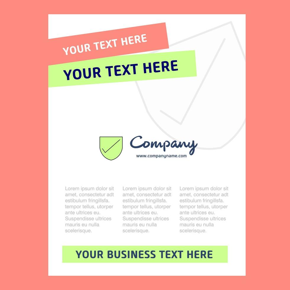 Sheild Title Page Design for Company profile annual report presentations leaflet Brochure Vector Background