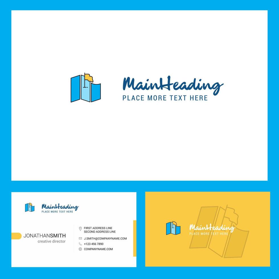 Map Logo design with Tagline Front and Back Busienss Card Template Vector Creative Design