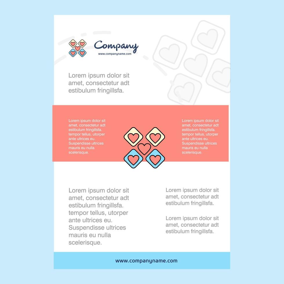 Template layout for Hearts blocks comany profile annual report presentations leaflet Brochure Vector Background