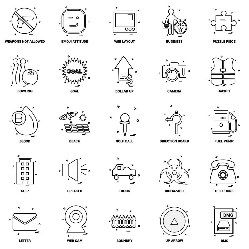25 Business Concept Mix Line Icon set vector