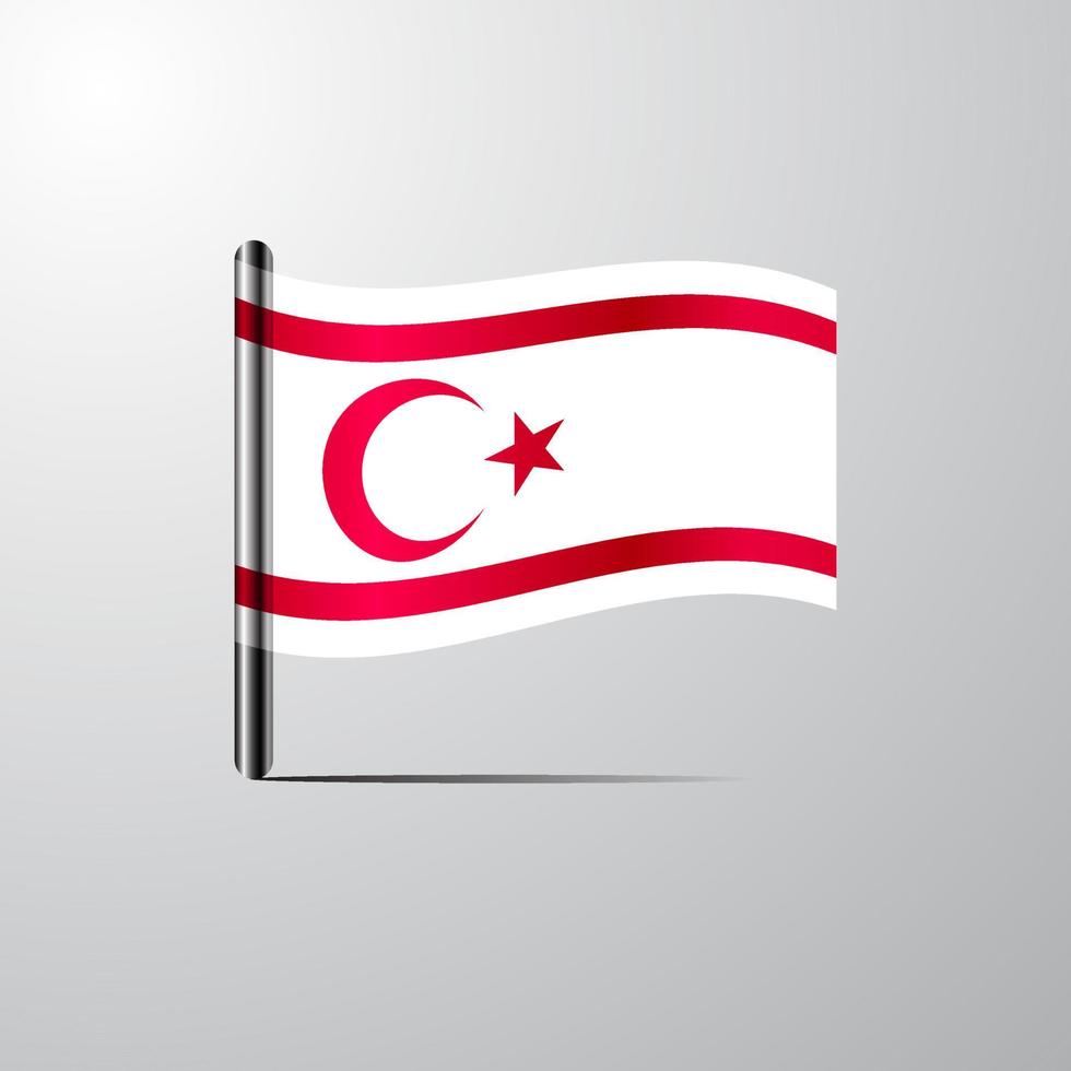 Northern Cyprus waving Shiny Flag design vector