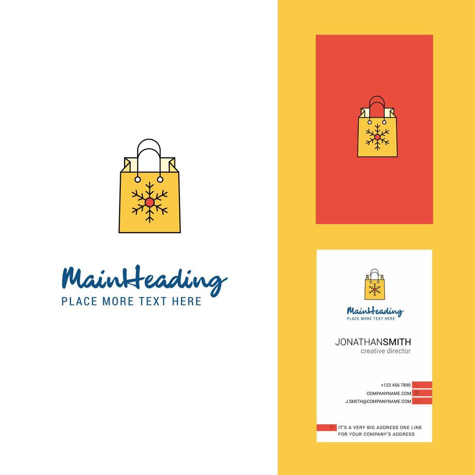 Christmas shopping bag Creative Logo and business card vertical Design Vector