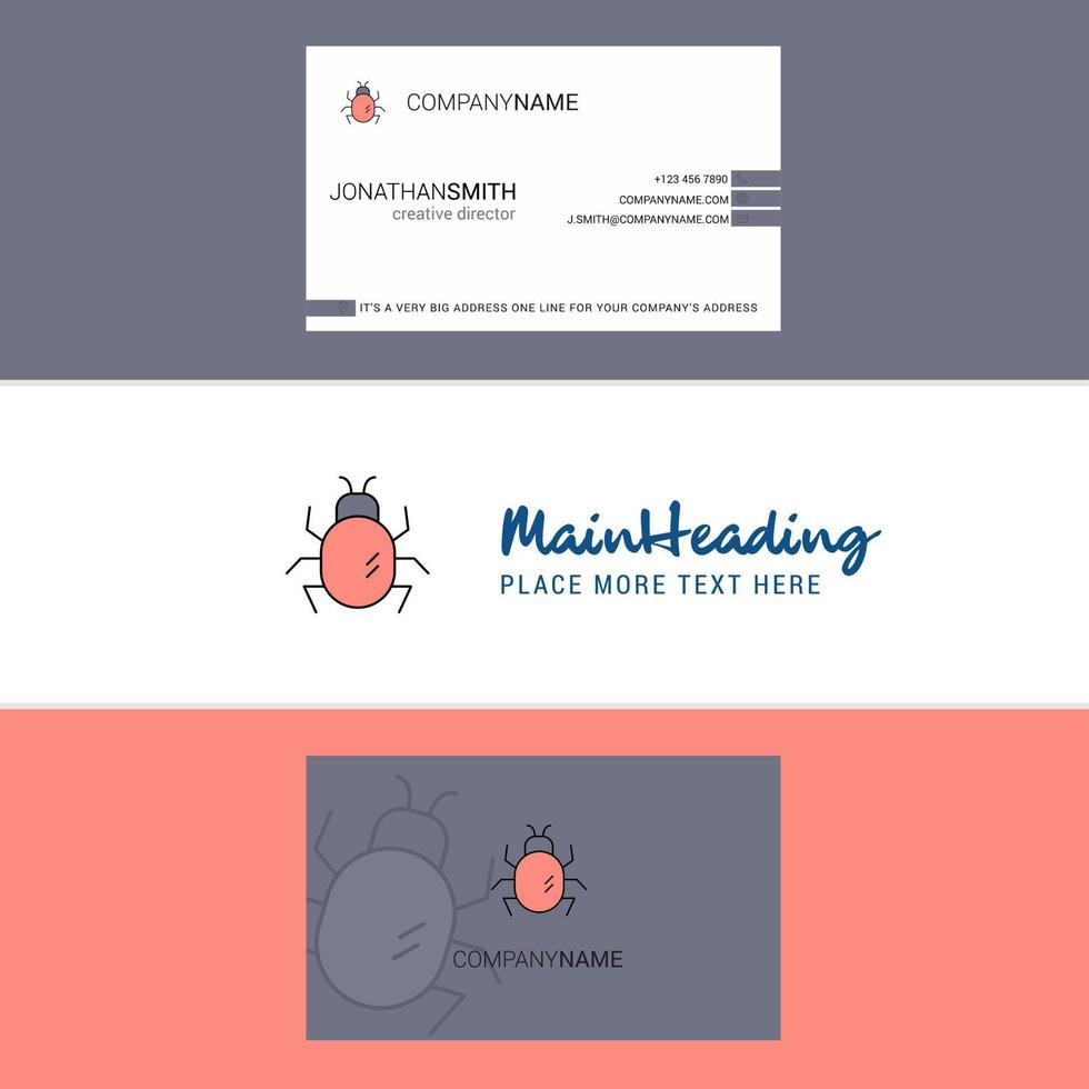 Beautiful Bug Logo and business card vertical Design Vector