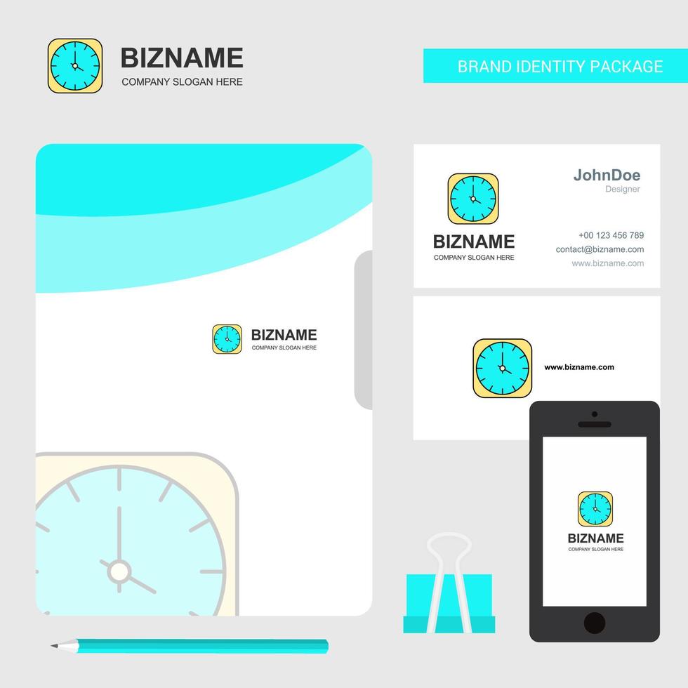 Clock Business Logo File Cover Visiting Card and Mobile App Design Vector Illustration