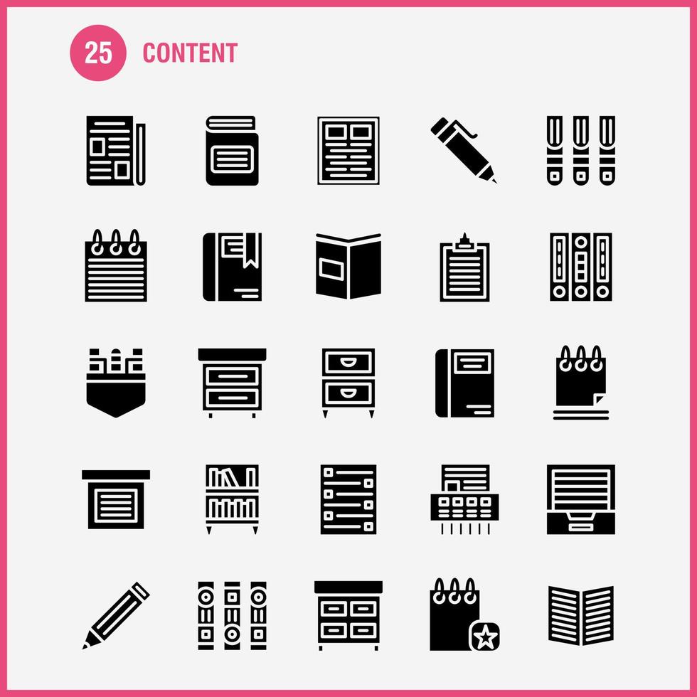 Content Solid Glyph Icon Pack For Designers And Developers Icons Of Book Book Mark Content Content Pens Pocket Content Vector