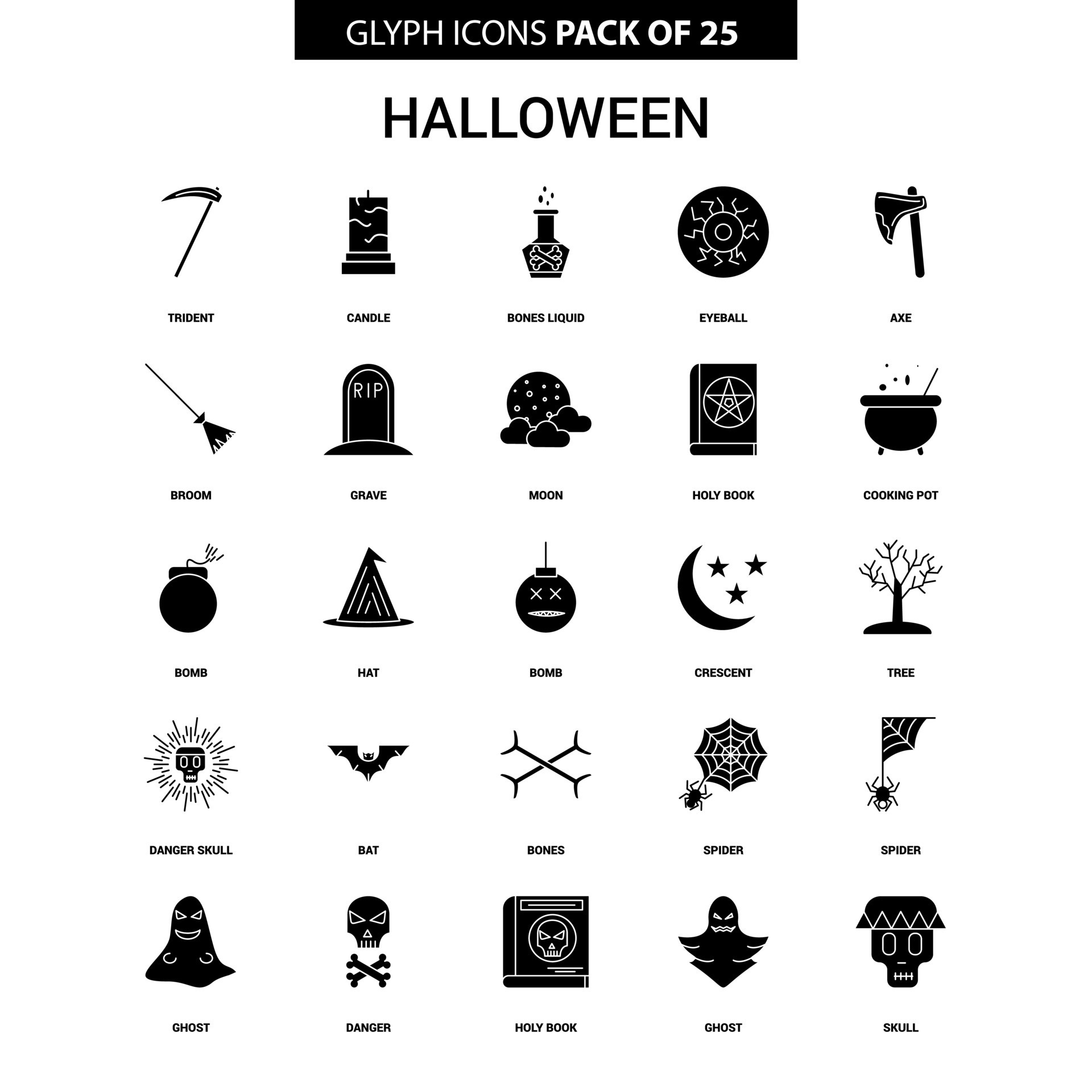 Halloween Glyph Vector Icon set 14245671 Vector Art at Vecteezy