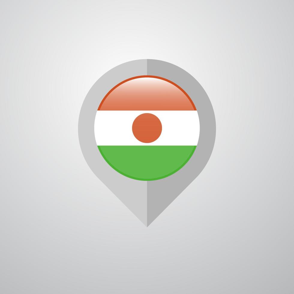 Map Navigation pointer with Niger flag design vector