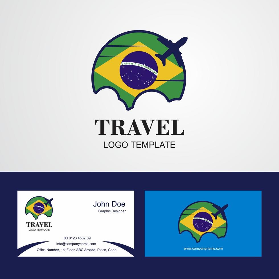 logotipo de la bandera de brasil de viaje y diseño de tarjeta de visita vector