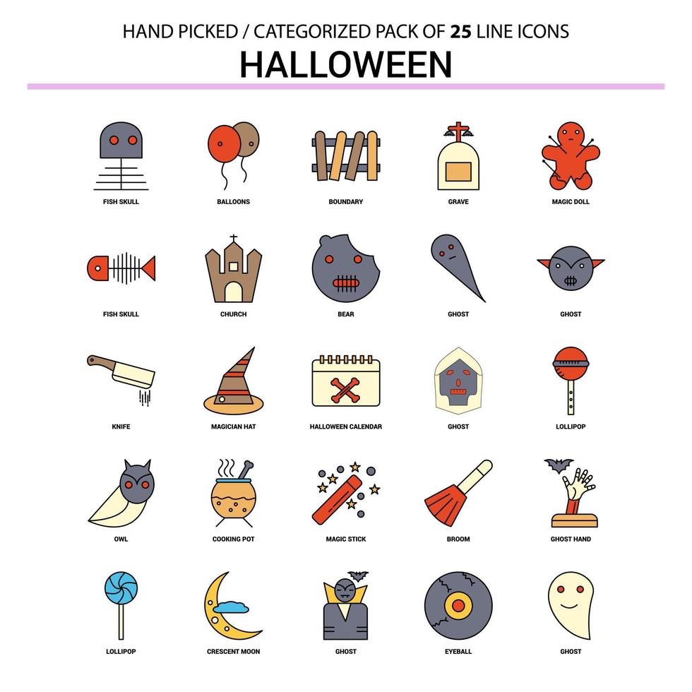 Halloween Flat Line Icon Set Business Concept Icons Design vector
