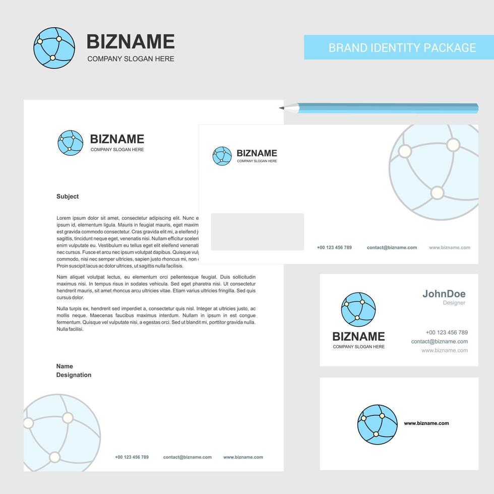 Global network Business Letterhead Envelope and visiting Card Design vector template