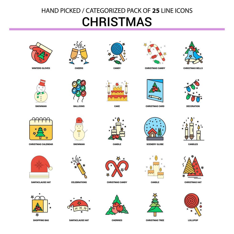 Christmas Flat Line Icon Set Business Concept Icons Design vector