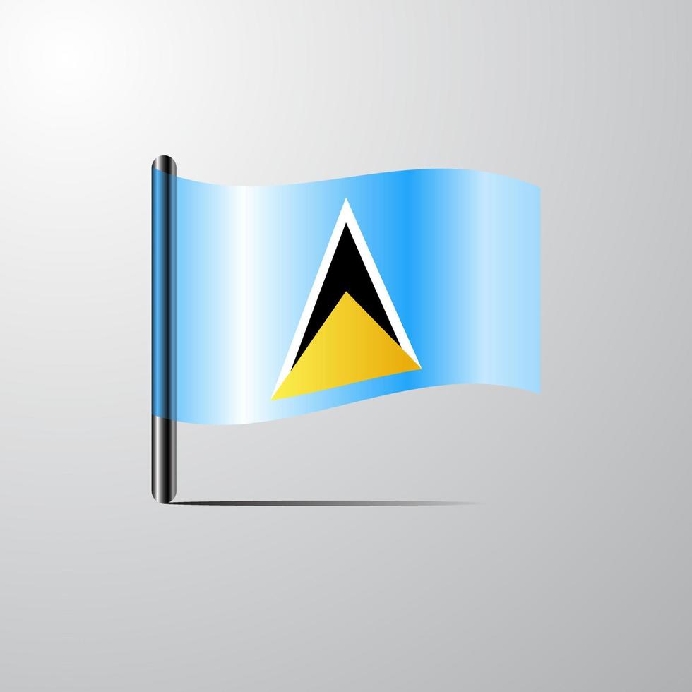 Saint Lucia waving Shiny Flag design vector