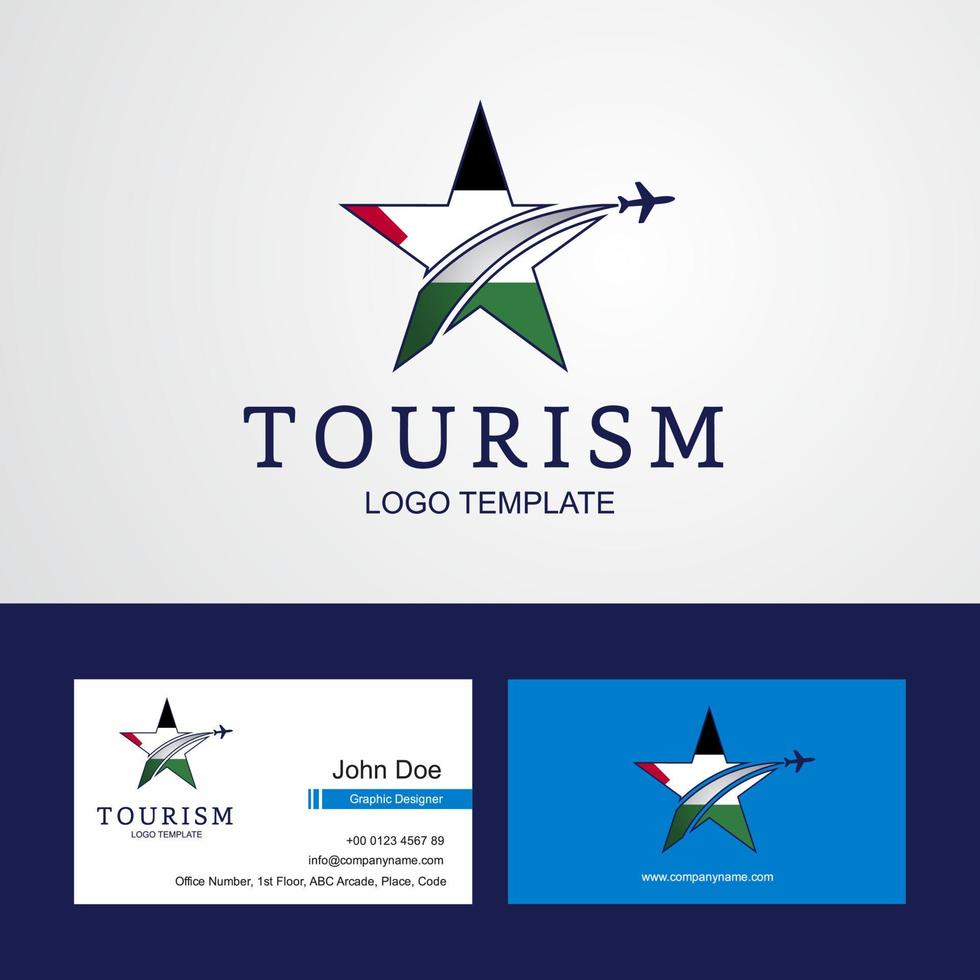 Travel Palestine flag Creative Star Logo and Business card design vector