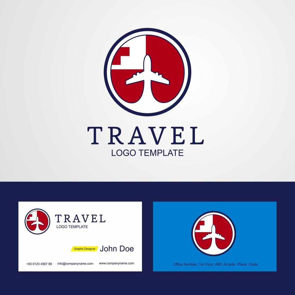 Travel Tonga Creative Circle flag Logo and Business card design vector