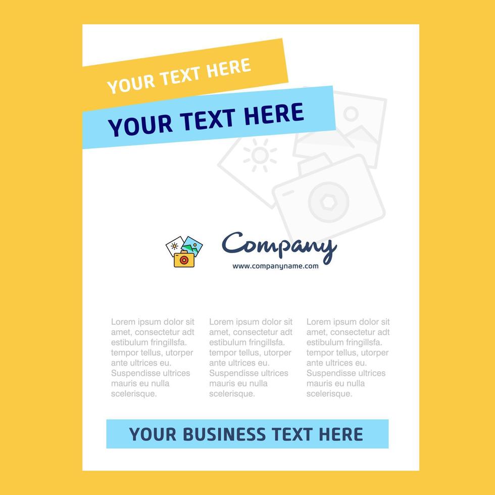 Photography Title Page Design for Company profile annual report presentations leaflet Brochure Vector Background