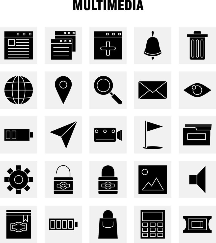 Multimedia Solid Glyph Icon for Web Print and Mobile UXUI Kit Such as Browser Page Web Template Browser Page Web Template Pictogram Pack Vector