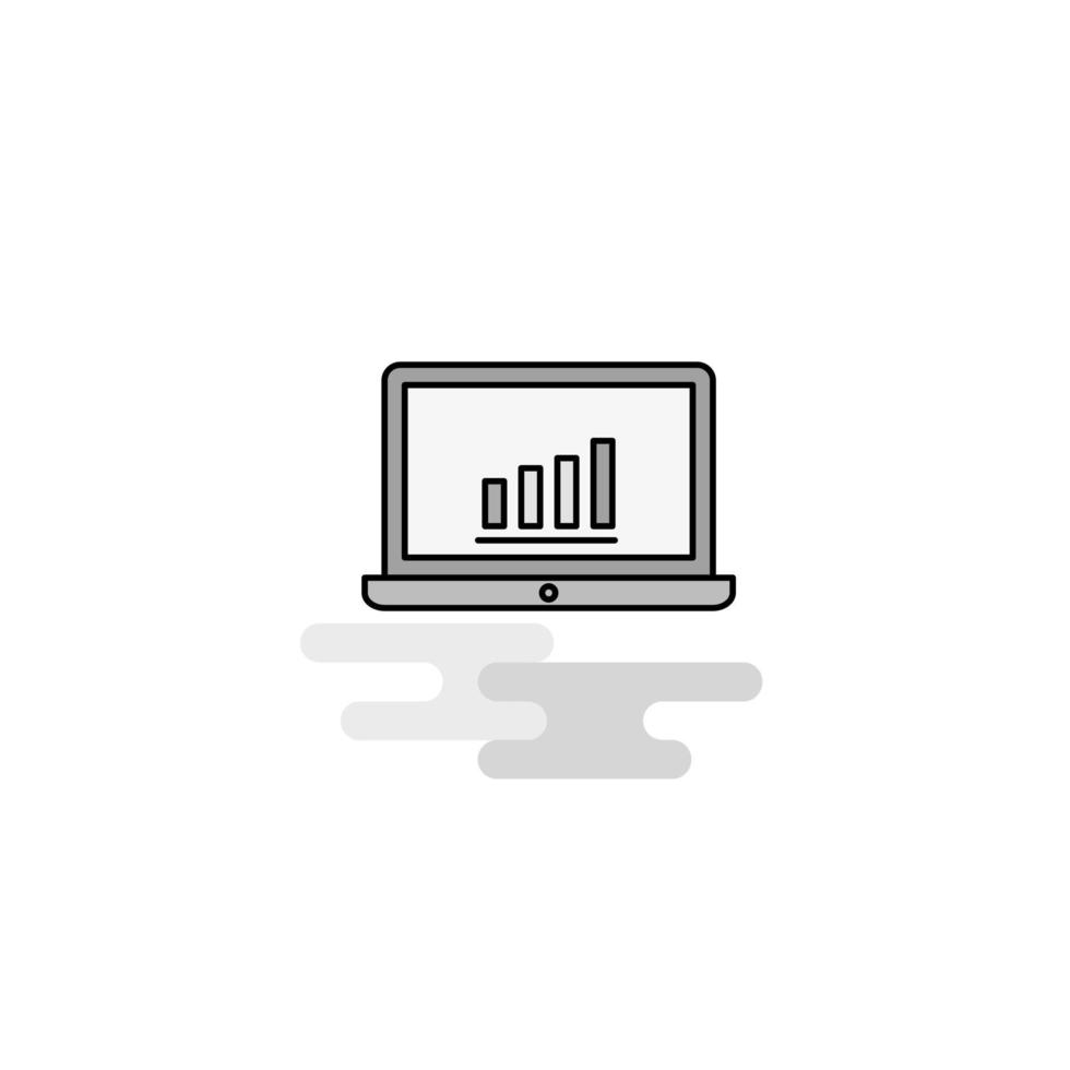 Laptop Web Icon Flat Line Filled Gray Icon Vector