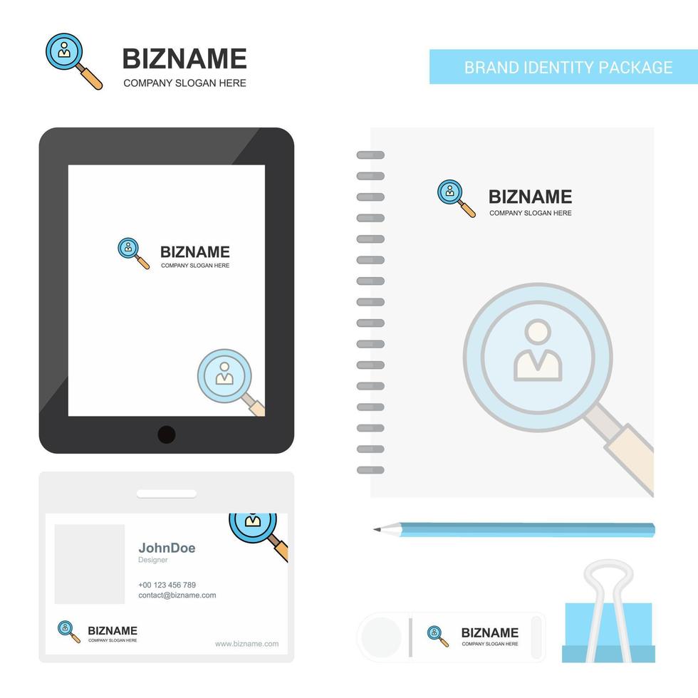 Search avatar Business Logo Tab App Diary PVC Employee Card and USB Brand Stationary Package Design Vector Template