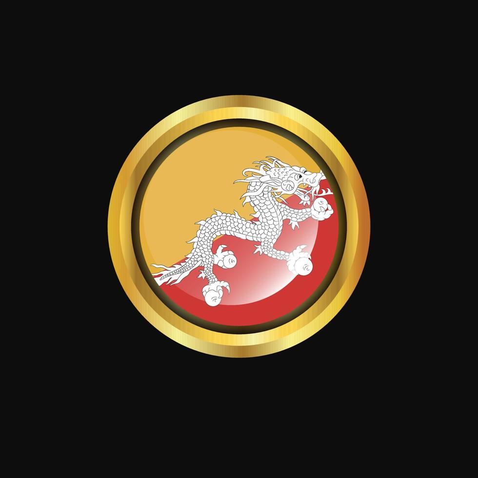 Bhutan flag Golden button vector