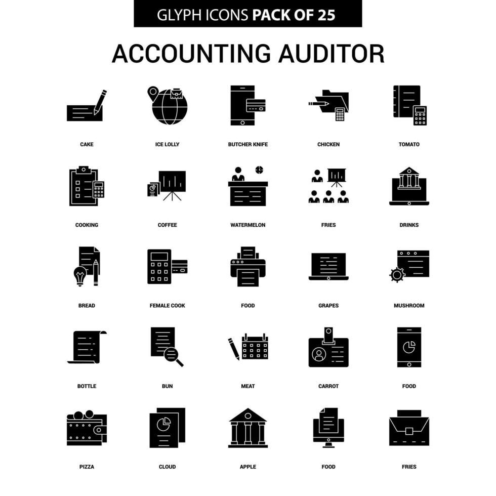 Accounting Auditor Glyph Vector Icon set