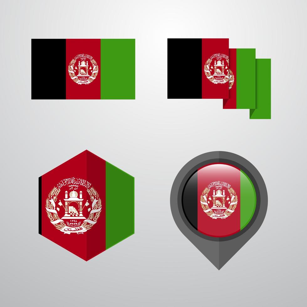 Afghanistan flag design set vector