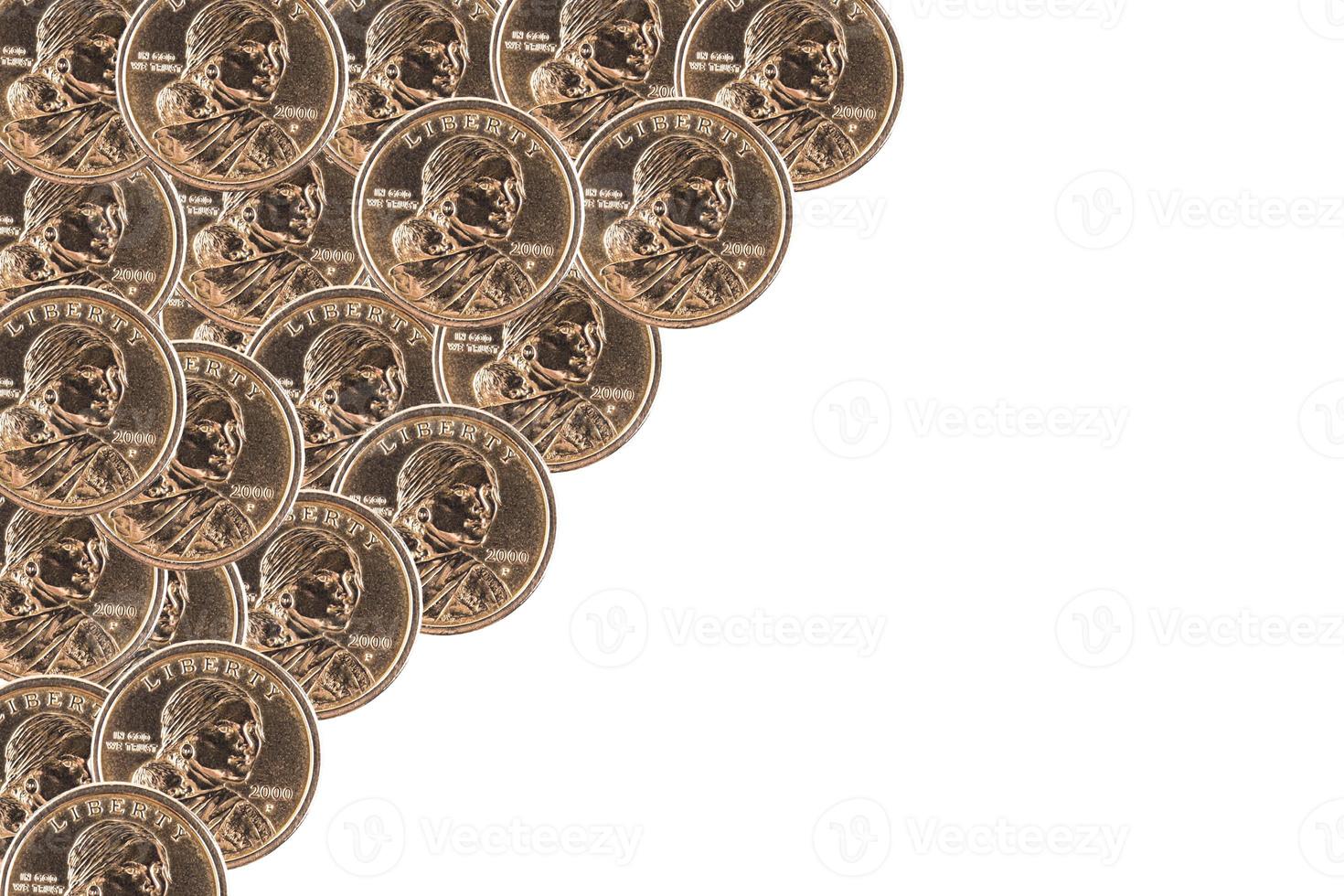 Business, background from one US dollar coin. White isolated background. copy space. photo