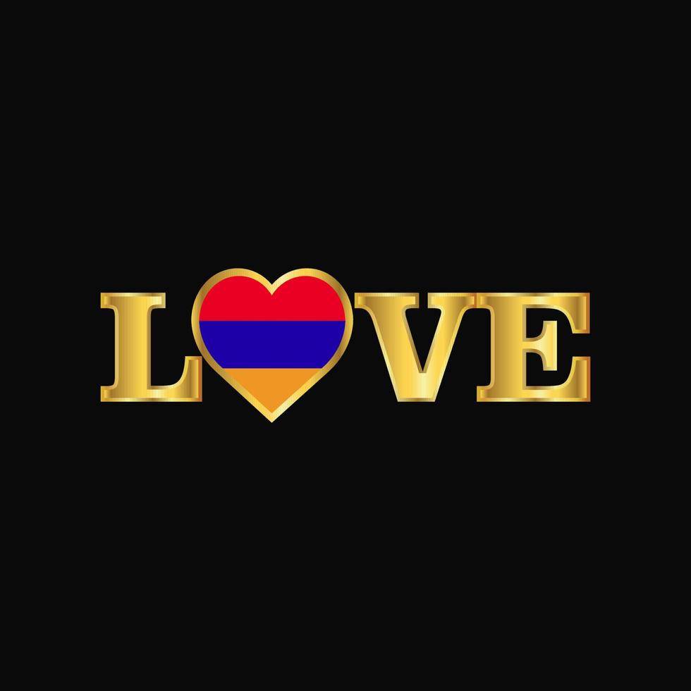 Golden Love typography Armenia flag design vector