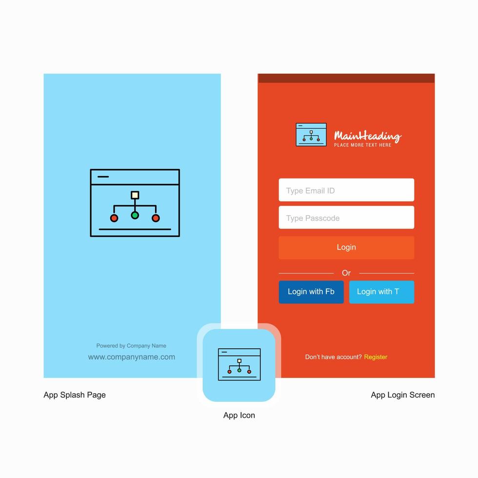 Company Networking Splash Screen and Login Page design with Logo template Mobile Online Business Template vector
