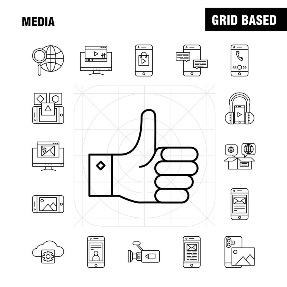Media Line Icon for Web Print and Mobile UXUI Kit Such as Mobile Cell World Internet Mobile Cell Phone Mail Pictogram Pack Vector